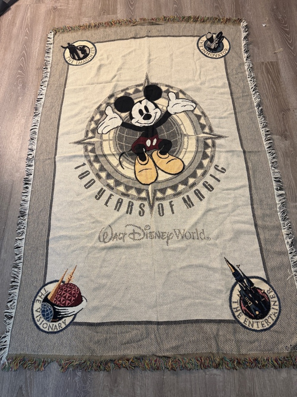 Walt Disney World 100 Years of Magic Mickey Mouse Throw Blanket - Beige